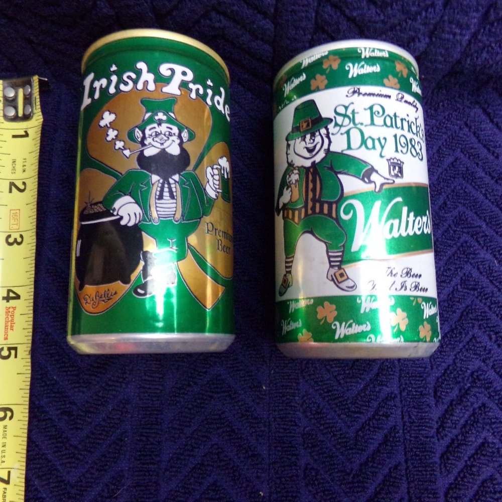 2 Irish St Patrick's Day beer cans  Irish Pride & Walter's Beer 1993 Rare Pull